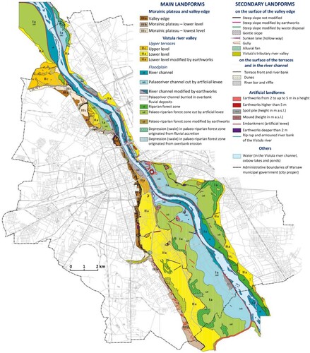 Figure 5. Geomorphological map of the Vistula River Valley in Warsaw at a scale of 1:70,000 (CitationBiernacki, Citation1971). http://architektura.um.warszawa.pl/sites/default/files/Mapa_Geomorfologia_nw.pdf