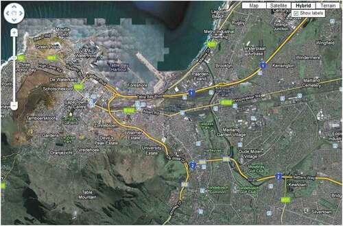 Figure 1. Map of Cape Town with Voortrekker Road Corridor and Study Sites (Maitland, Kensington and Factreton/Windermere)