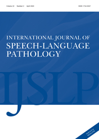 Cover image for International Journal of Speech-Language Pathology, Volume 22, Issue 2, 2020