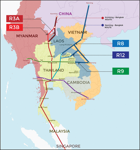 Figure 2. Thailand – China Land Transport (R3A, R8, R9, and R12).