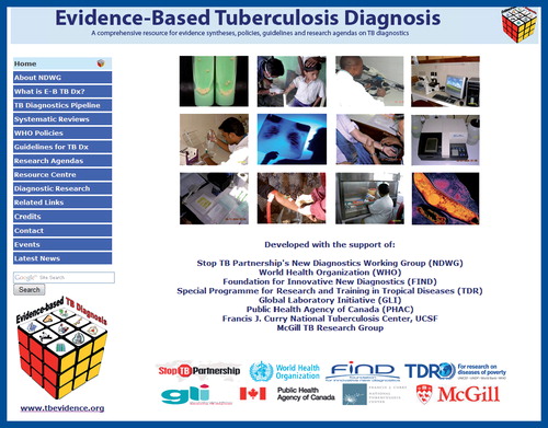 Figure 1. Homepage of the website ‘Evidence-based Tuberculosis Diagnosis’ Citation[104].