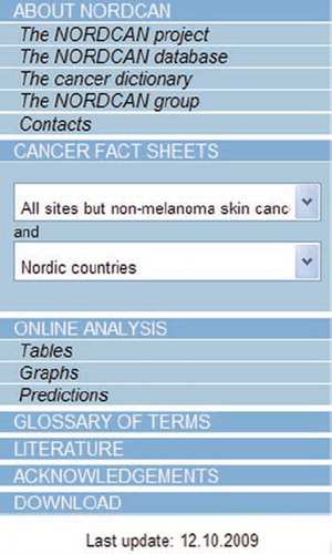 Figure 1. The main menu in NORDCAN.