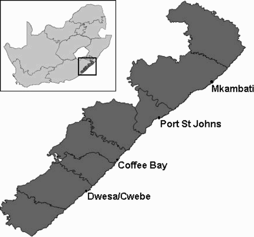 Figure 1. Map of the Wild Coast SDI showing anchor locations Source: CIET, 2004.