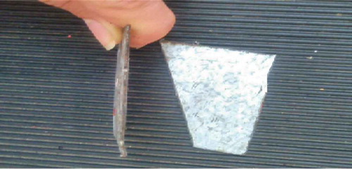 Figure 2. Metal blades in shear test.