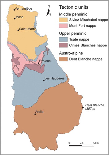 Figure 2. Geological sketch of the Hérens valley.