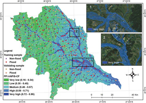 Figure 9. Map of FPIANFIS-CF values across the Trotuș River basin