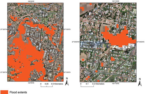 Figure 17. Flooded areas missed by thresholding of the TM4 image, Queensland.