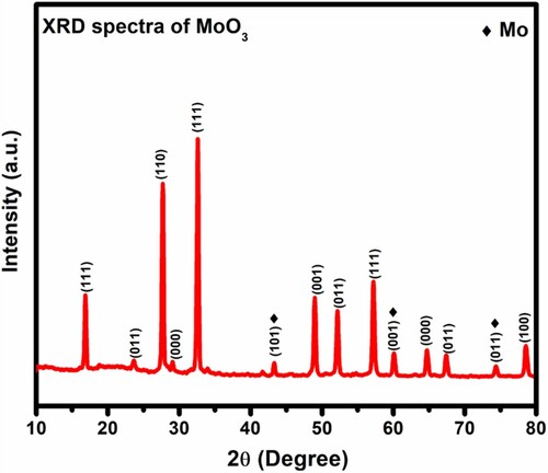 Figure 2. XRD spectrum of MoO3.