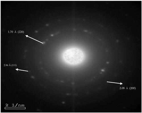 Figure 1. Selected area electron diffraction pattern of gold nanoparticles.