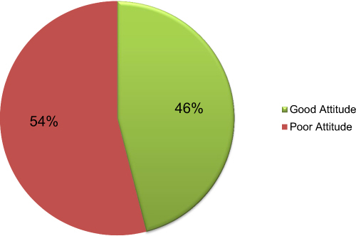 Figure 2 Level of attitude of professional nurses towards ethical codes of nursing working in public hospitals of Gurage zone, SNNPR, Ethiopia, 2022.