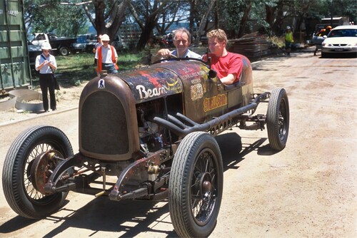 Figure 6. The NMA’s 1925 Sundowner Bean 14 car being driven in Canberra by conservators Col Ogilvie and David Thurrowgood. Image: George Serras, National Museum of Australia.