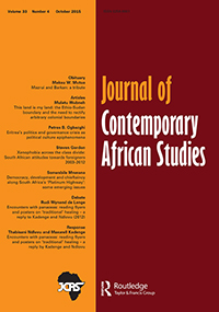 Cover image for Journal of Contemporary African Studies, Volume 33, Issue 4, 2015
