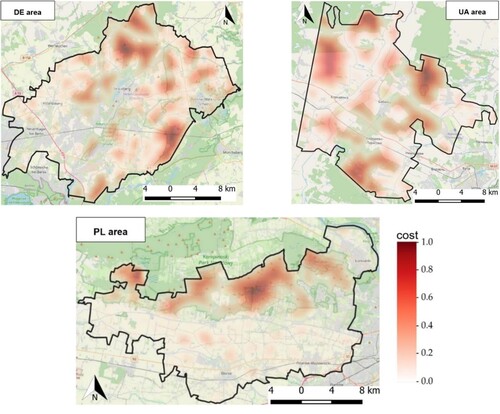 Figure 7. Terrain accessibility maps on analysed areas.