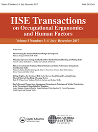 Cover image for IISE Transactions on Occupational Ergonomics and Human Factors, Volume 5, Issue 3-4, 2017