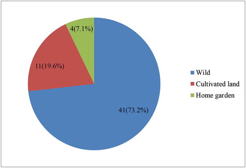 Figure 2. Habitat of medicinal plants used to treat human ailments in the study area