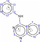 Figure 1.  Numbering of quinazolines skeleton used in the HyperChem and NODANGLE calculations and angles used in the interpretations. Angles shown are for compound 1. The angle subscript indicates the ring number.