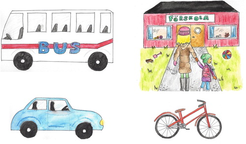 Figure 2. Illustrations of the modes of transport used in the interviews.