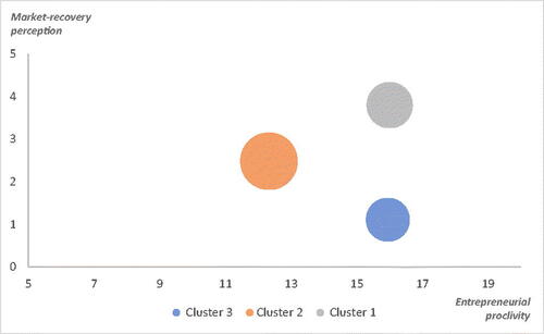 Figure 1. Clusters according to entrepreneurial orientation × market recovery perception.