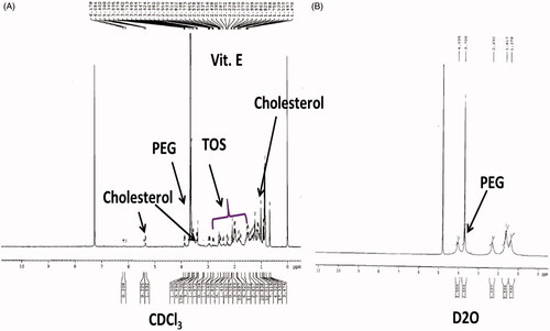 Figure 2. Characterization of final polymer using 1H NMR spectroscopy in (A) CDCl3 and (B) D2O.