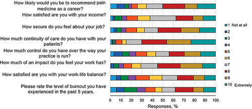 Figure 1 Questionnaire Results Related to Job Satisfaction Among Pain Medicine Physicians (N=275).
