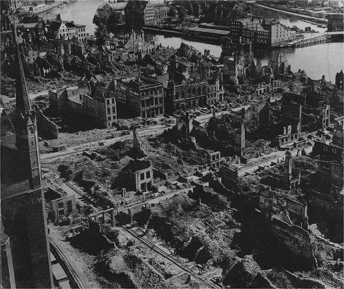 Figure 1. Historic center of Gdańsk in 1946–1948, the view from the Main Town hall tower toward the north-east (Photograph: Kazimierz Lelewicz, Faculty of Architecture’s collection at the Gdańsk University of Technology).