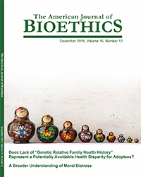 Cover image for The American Journal of Bioethics, Volume 16, Issue 12, 2016
