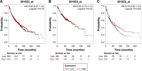 Figure 4 The prognostic value of PRDX4 expression in the database.