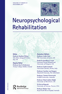 Cover image for Neuropsychological Rehabilitation, Volume 27, Issue 8, 2017