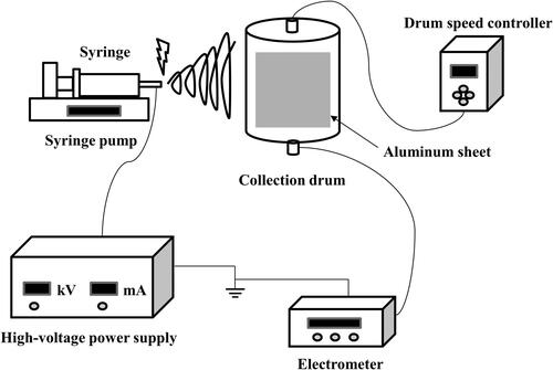 Figure 1. Schematic diagram of the electrospinning equipment.