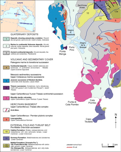 Figure 1. Geological scheme of the study area (from CitationCarmignani et al., 2015, adapted).