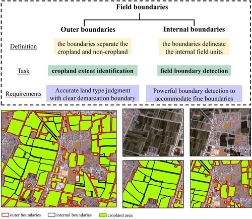 Figure 3. The conceptual and visual presentation of some types of field boundaries.