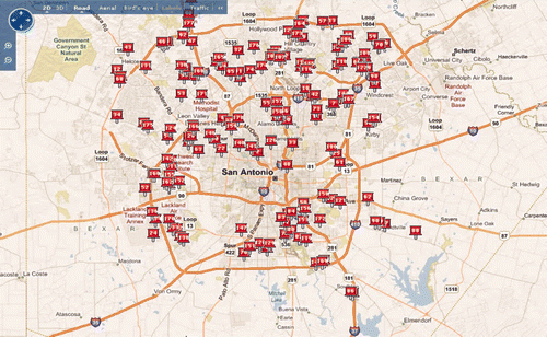 Figure 6. Map of some of the low water crossings in San Antonio. Courtesy of the City of San Antonio (used with permission). Available in colour online.