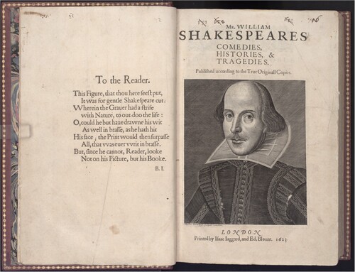 Figure 4. Title page from Shakespeare’s First Folio (1623; STC 22273). Harry Ransom Center, The University of Texas at Austin. Shelf mark PFORZ 905 PFZ.