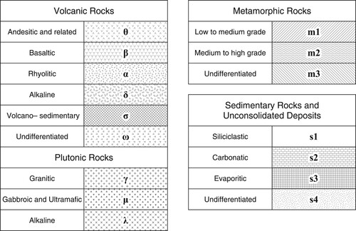 Figure 1. Chronolithostratigraphic units of the Geological Map of South America 2019 (modified from CitationGómez et al., 2019).