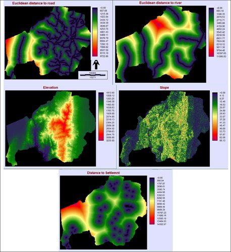 Figure 4. Suitability maps of spatial drivers.