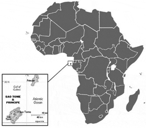 Figure 1. Location of São Tomé and Príncipe in the Gulf of Guinea, West Coast of the African Continent.