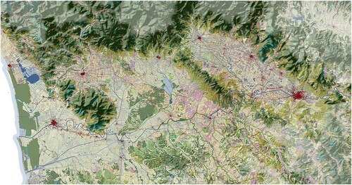 Figure 6. The polycentric urban core of the central Tuscany.