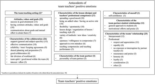Figure 2. Antecedents of team teachers’ positive emotions.