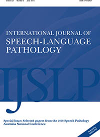 Cover image for International Journal of Speech-Language Pathology, Volume 21, Issue 3, 2019