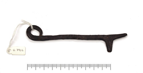 Fig 2 Bloodletting fleam from Mindets Tomt (C34011/G07906). Length 120 mm. Photograph by author.