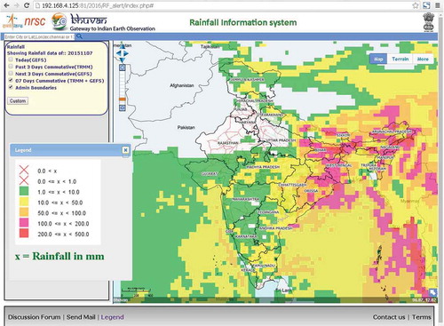 Figure 3. Rainfall products showing deep depression on 7 November 2015.