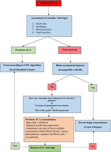 Figure 1. Traumatic cardiac arrest algorithm in the Israel Defense Forces Medical Corps of 2023.