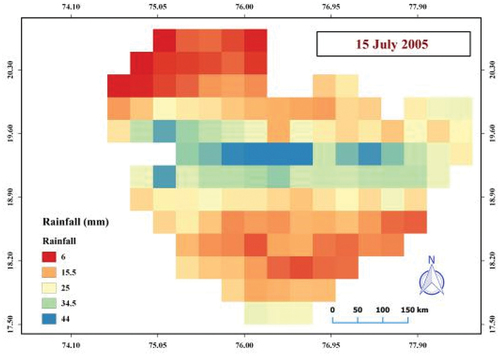 Figure 6. Daily rainfall map for 15 July 2005.