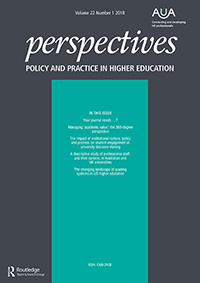 Cover image for Perspectives: Policy and Practice in Higher Education, Volume 22, Issue 1, 2018