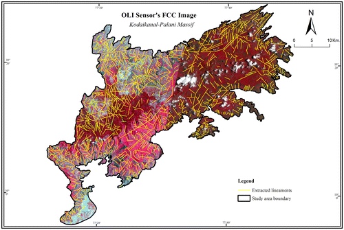 Figure 5. Lineaments extracted from Lansat OLI. Source: From Landsat 8 Satellite's OLI Sensor obtained from Online Resources.