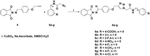 Scheme 2. Synthesis of 1,2,3-triazole-phthalimide hybrids with phenylacetamide tethers 6a-g.