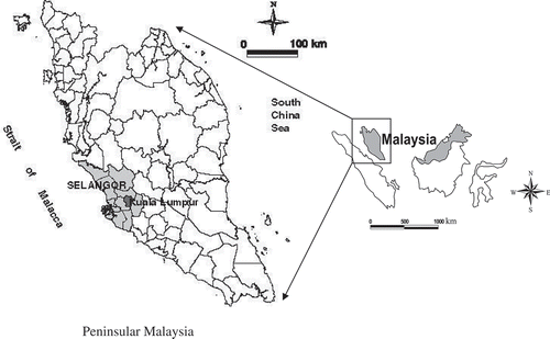 Figure 1. Location of the State of Selangor, peninsular Malaysia.