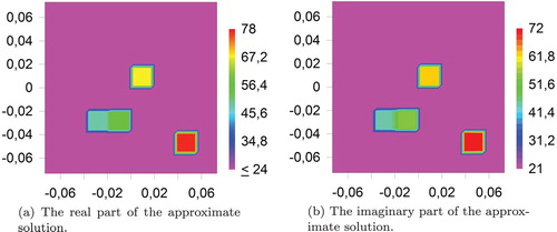 Figure 2. The approximate solution of the inverse problem with noiseless data.