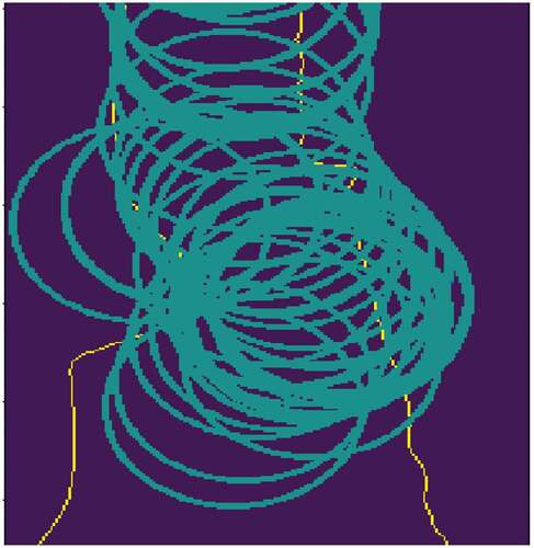 Figure 3. Various boundary circles over a single component.(a) The sample input image with (b) The corresponding graph white components.