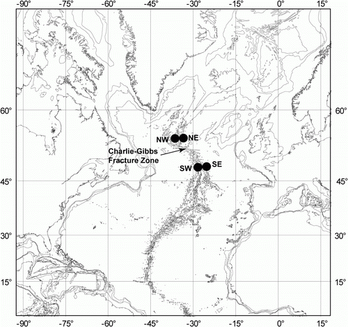 Figure 1.  Map of of four ECOMAR target sites.